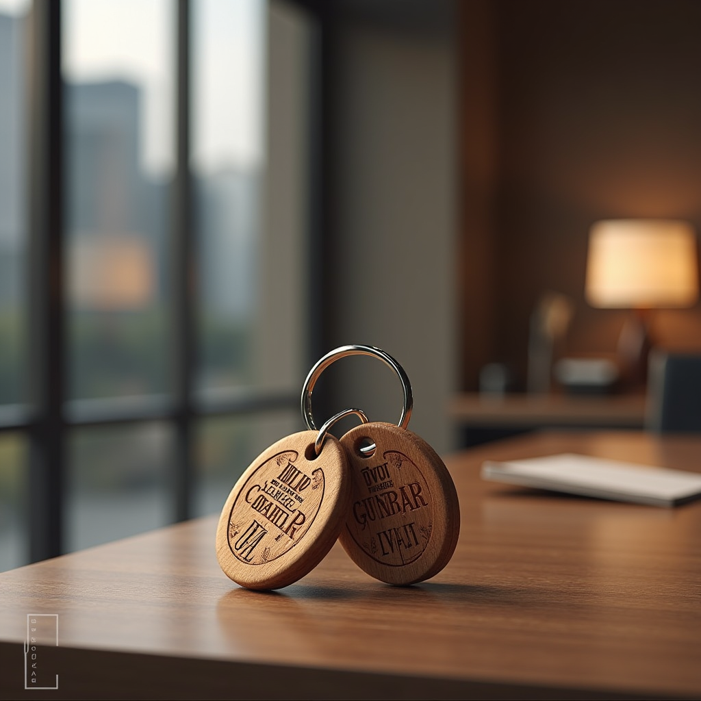 Elegancki drewniany brelok z grawerem, który można spersonalizować. Idealny dodatek do kluczy, łączący funkcjonalność z estetyką