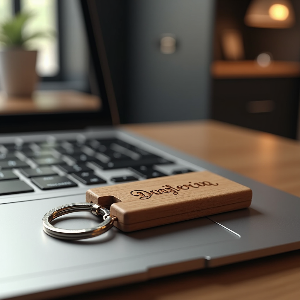 Stylowy brelok z grawerem wykonany z naturalnego drewna, idealny na prezent dla miłośników natury