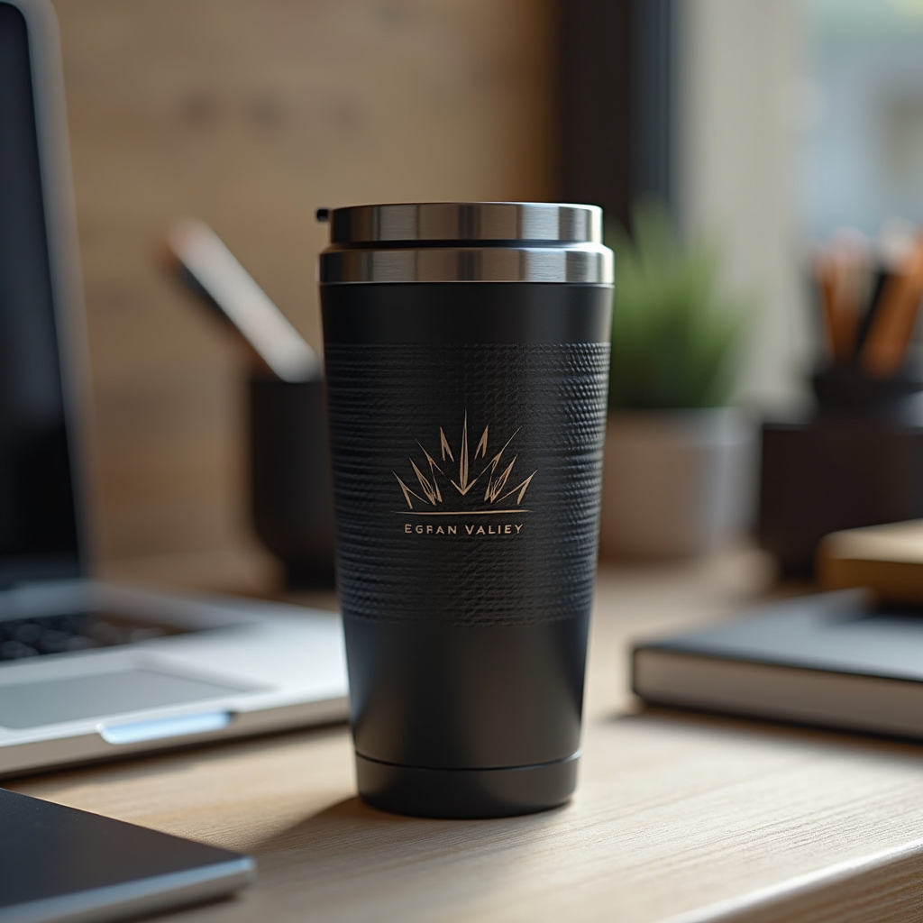 Czarny kubek termiczny z grawerem personalizowany