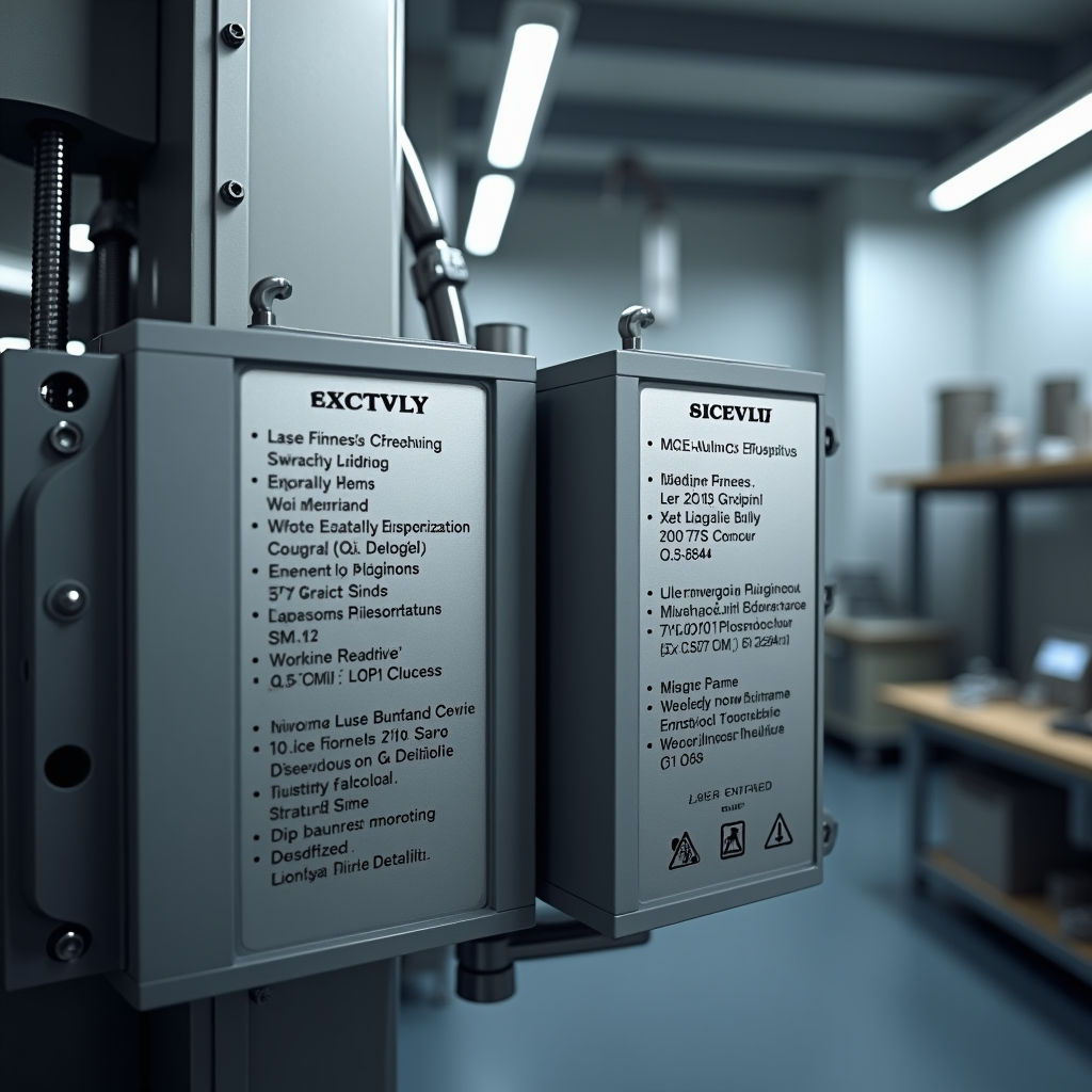 Tabliczki opisowe na instalację przemysłową do serwerowni